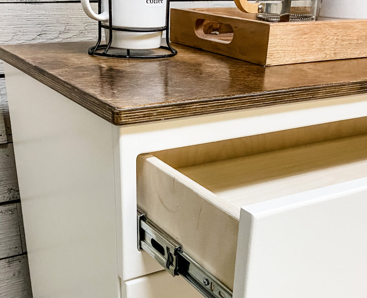 Stained top for tilt out trash or laundry hamper cabinets -add to your order