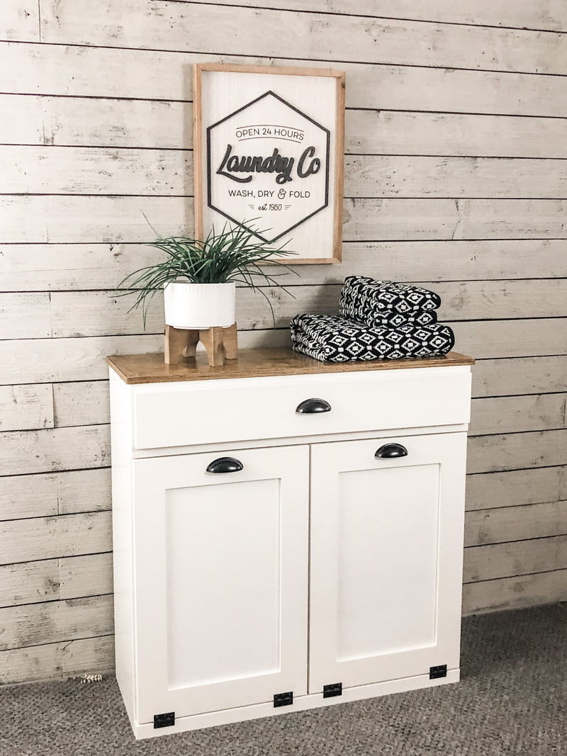 Dashwood laundry with a storage drawer in white farmhouse style door