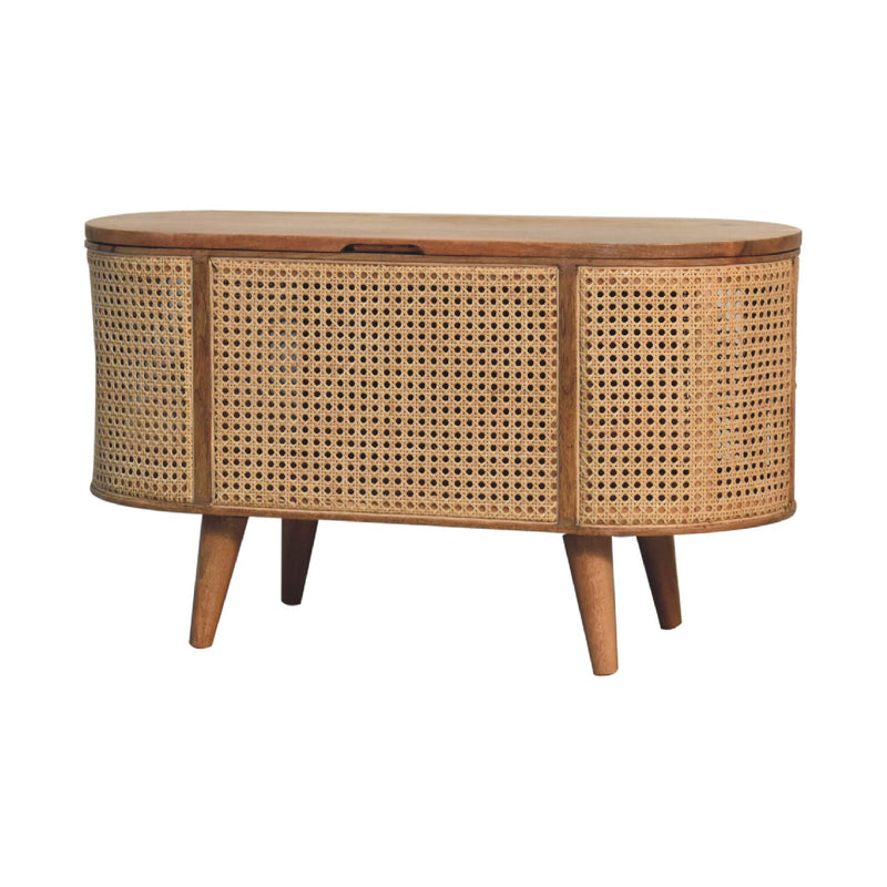 Rattan rounded lid up blanket box
