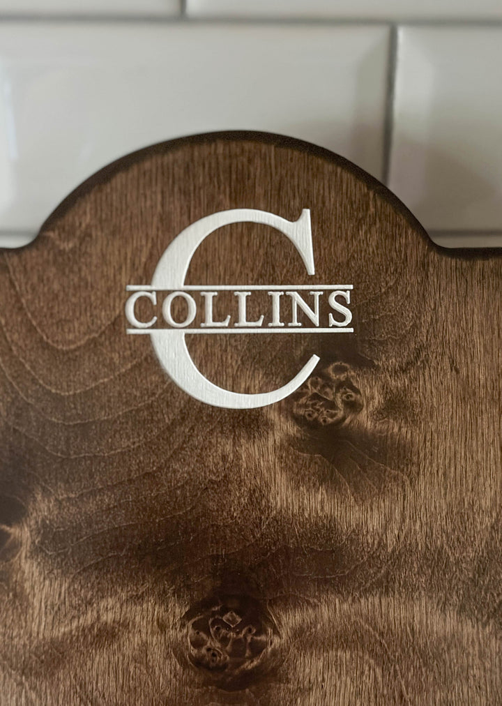 Monogram style cookbook holder with painted inset