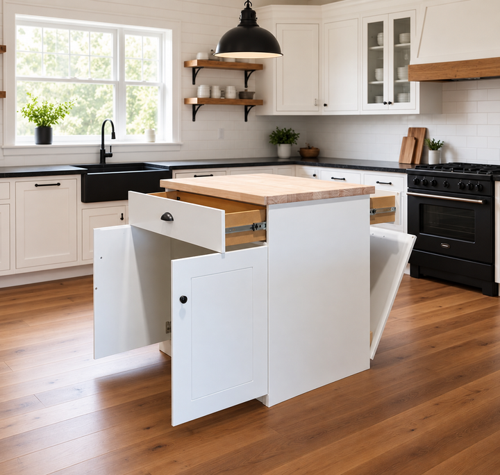 Island with a butcher block top