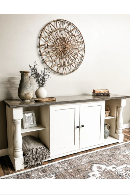 Baluster modern farmhouse console table tv stand