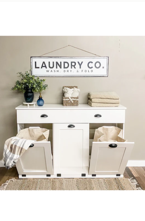 Templeton laundry with a storage drawer in white farmhouse style