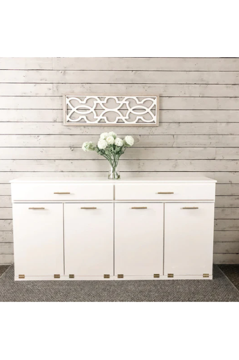 Livingston with a storage drawer in white with modern style doors