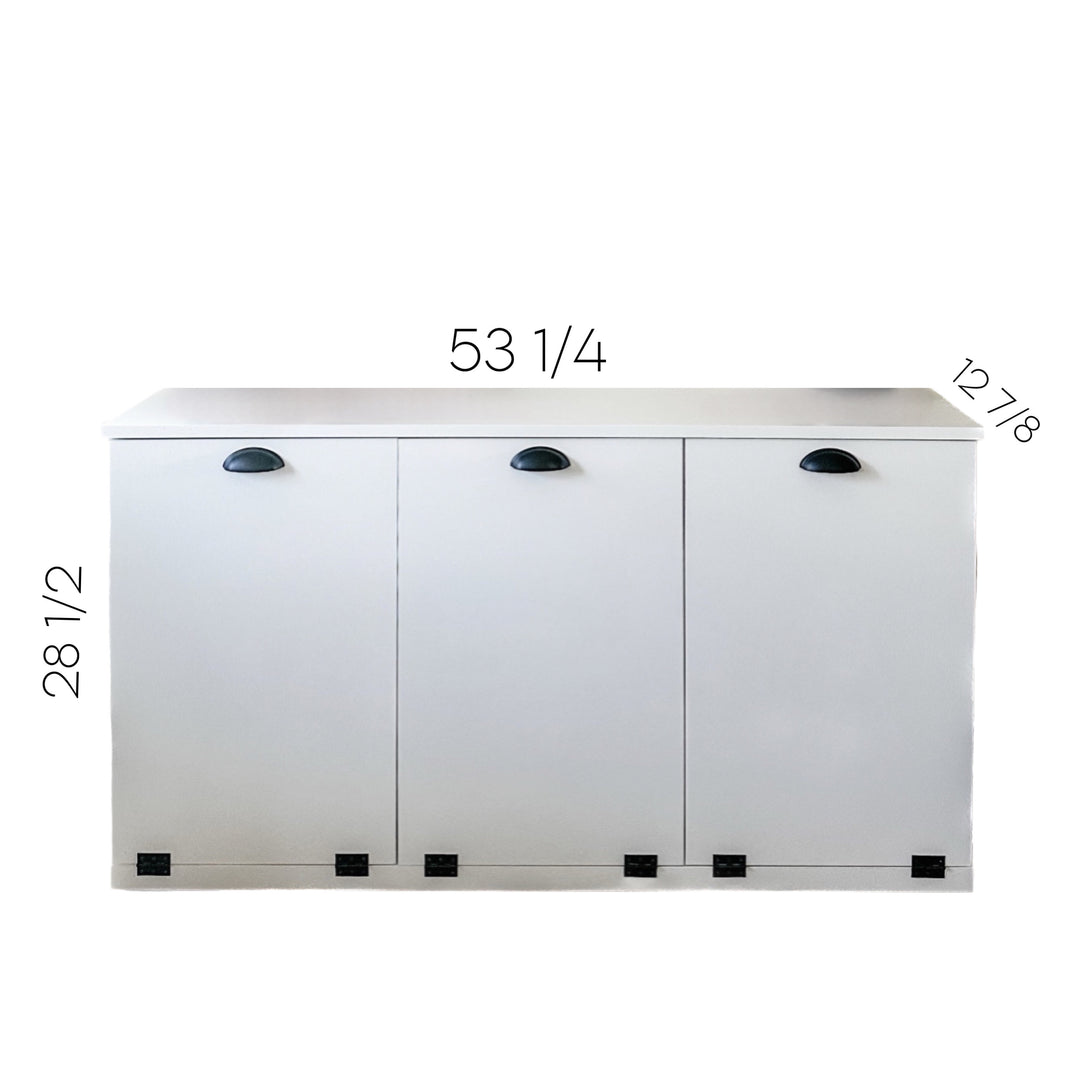 Sleek triple tilt-out trash cabinet in black stain