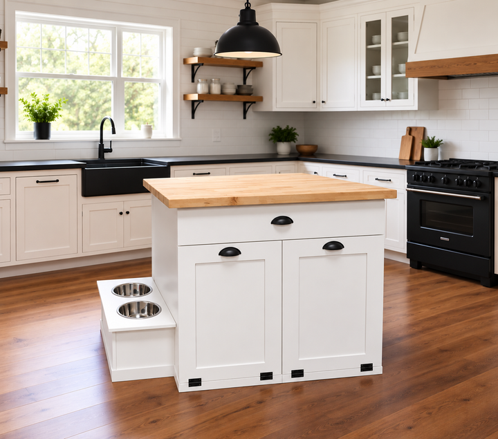 Island with a butcher block top