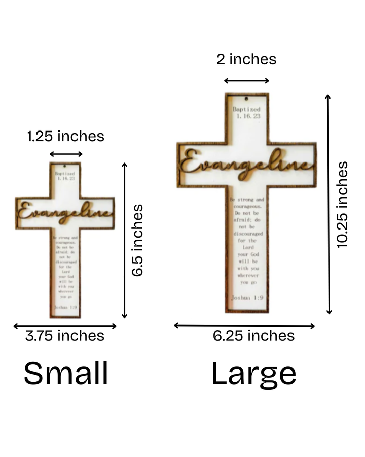 Personalized cross for baptism, christening, child dedications, first communion, etc.