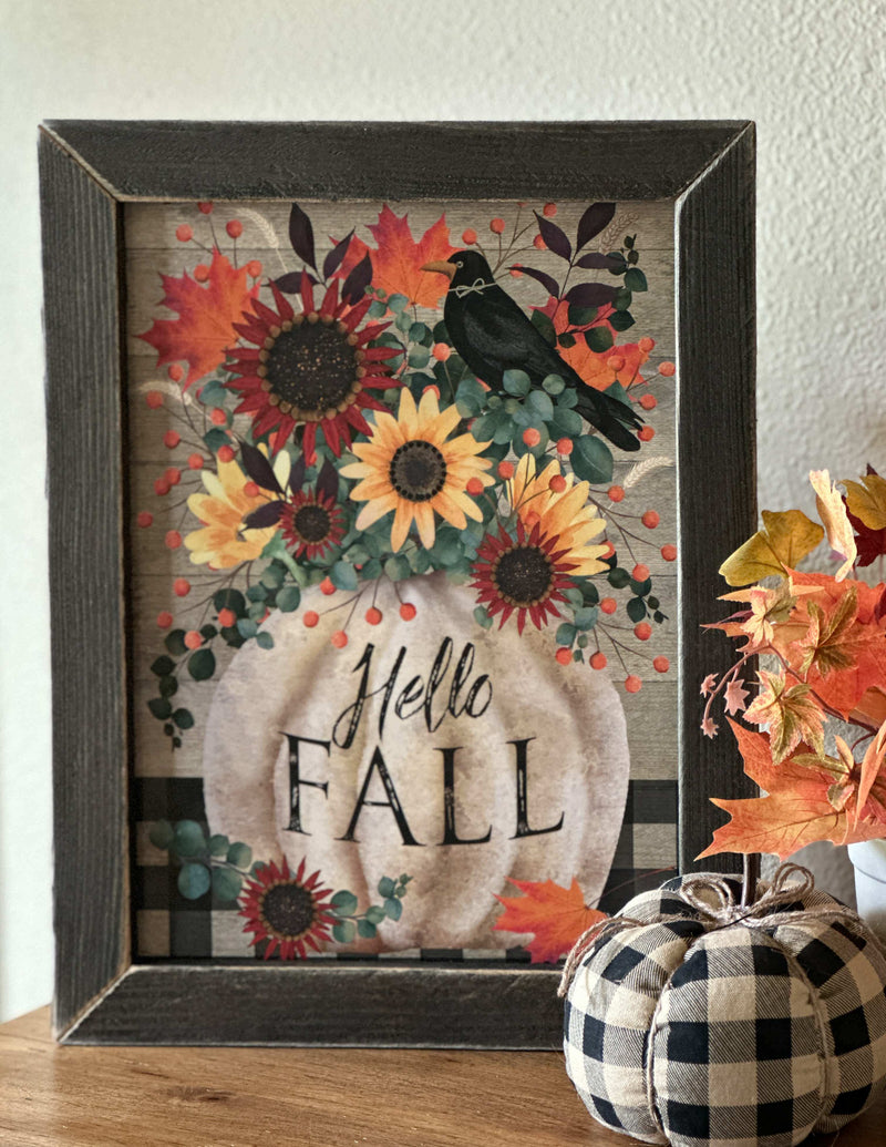 Fall pumpkin bouquet framed print