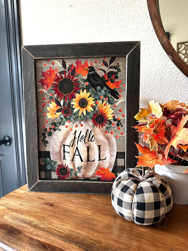 Fall pumpkin bouquet framed print