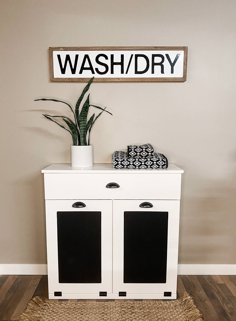 Dashwood Laundry with a Storage Drawer in White Farmhouse Style Door