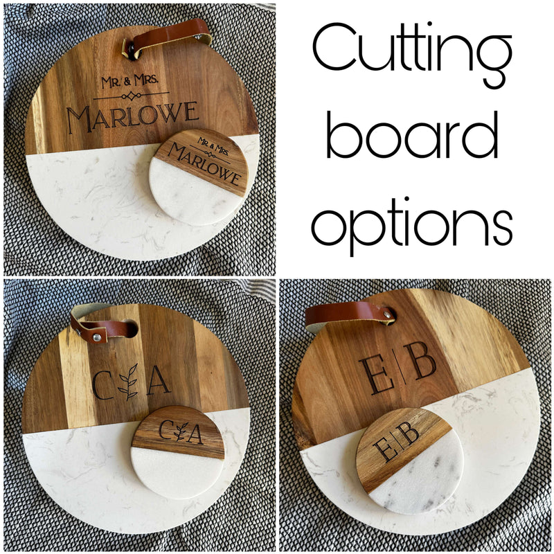 Wood and marble cutting board, personalized