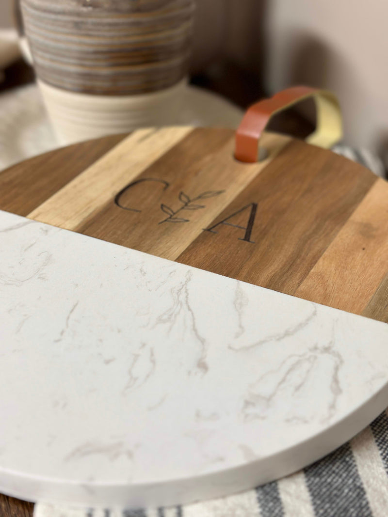 Wood and marble cutting board, personalized