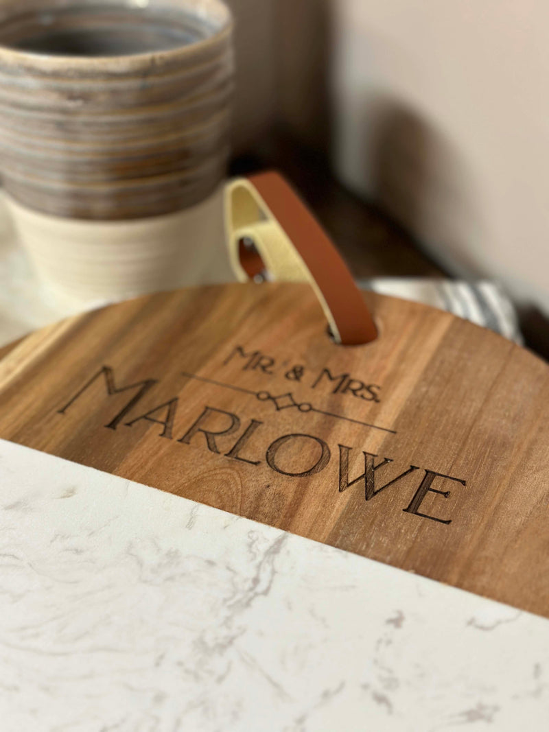 Wood and marble cutting board, personalized