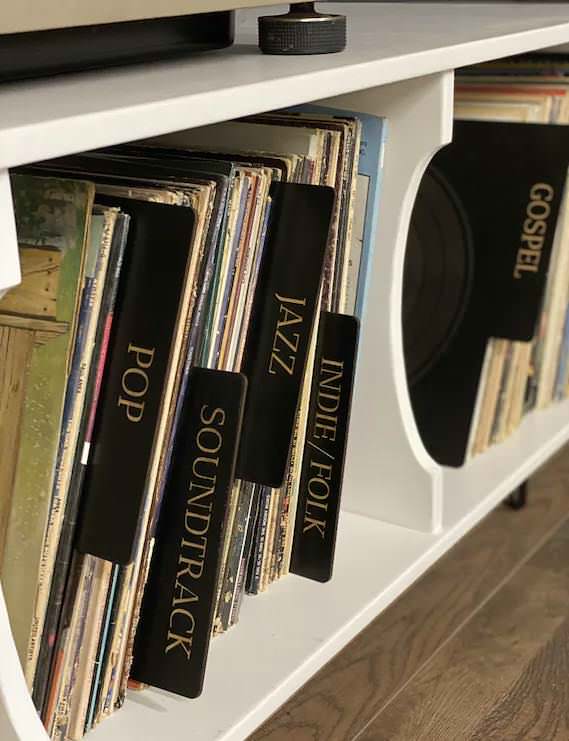 Vinyl Album Organizer Divider in Black Stain