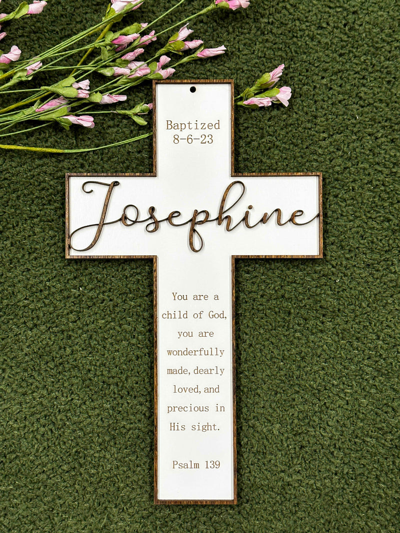 3-d cross personalized baptism gift, christening gift