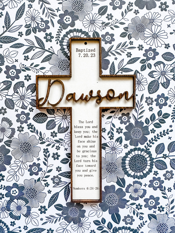 Personalized cross for baptism, christening, child dedications, first communion, etc.
