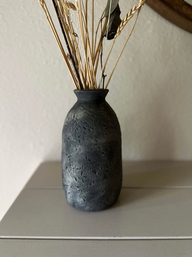 Textured black taper vase