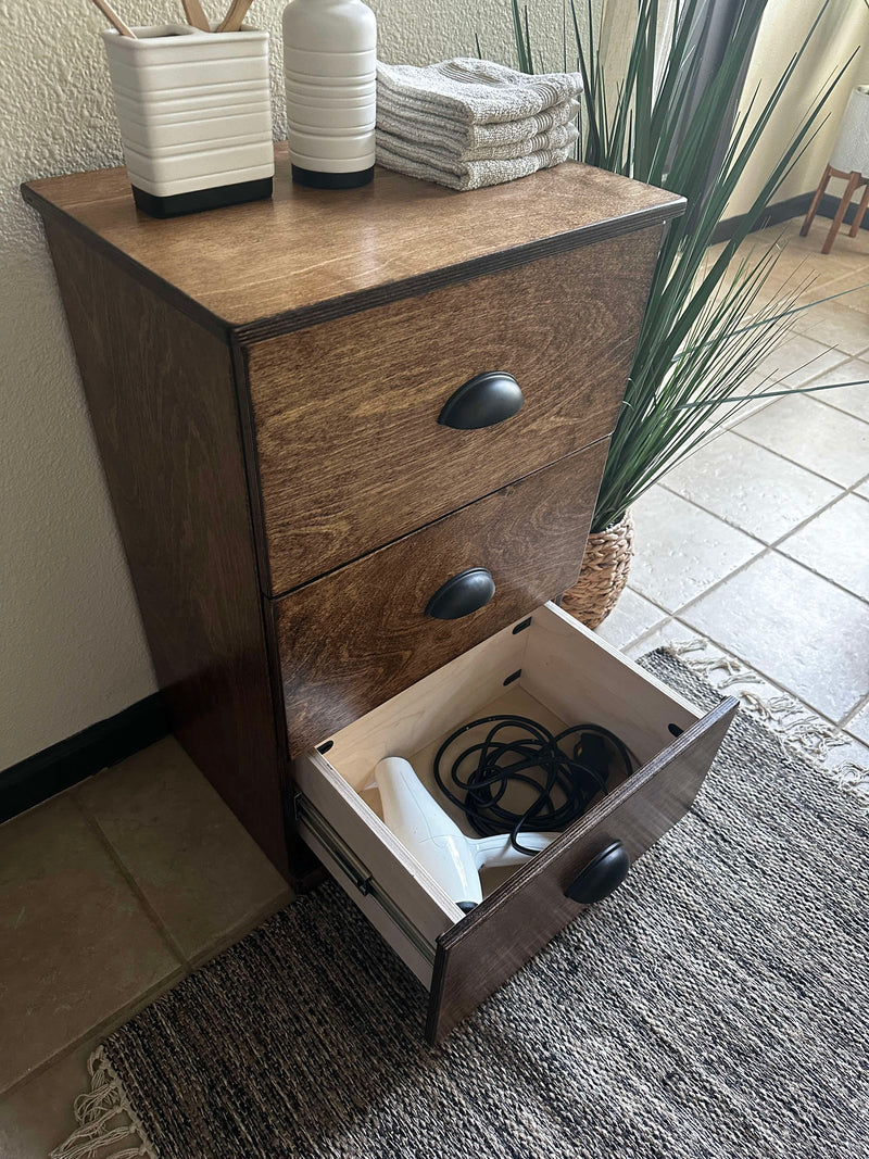 Sinclair 3 storage drawers in warm brown