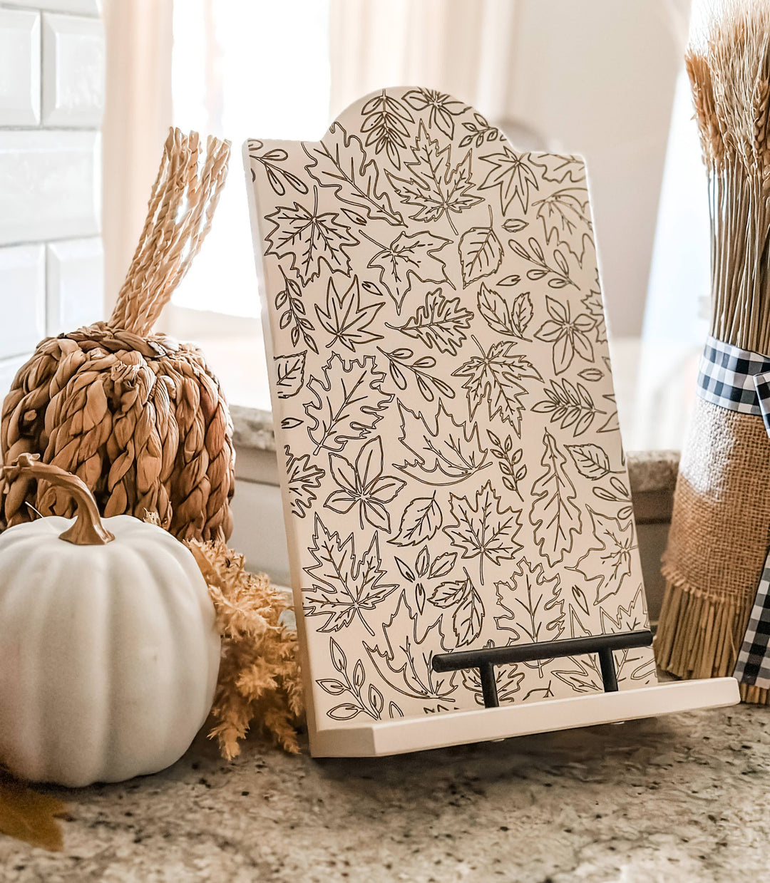 Fall leaf style cookbook holder