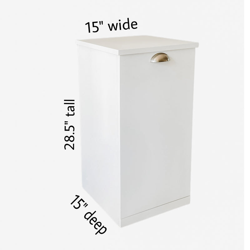 Single style pet food storage in white with a cedar look front farmhouse door