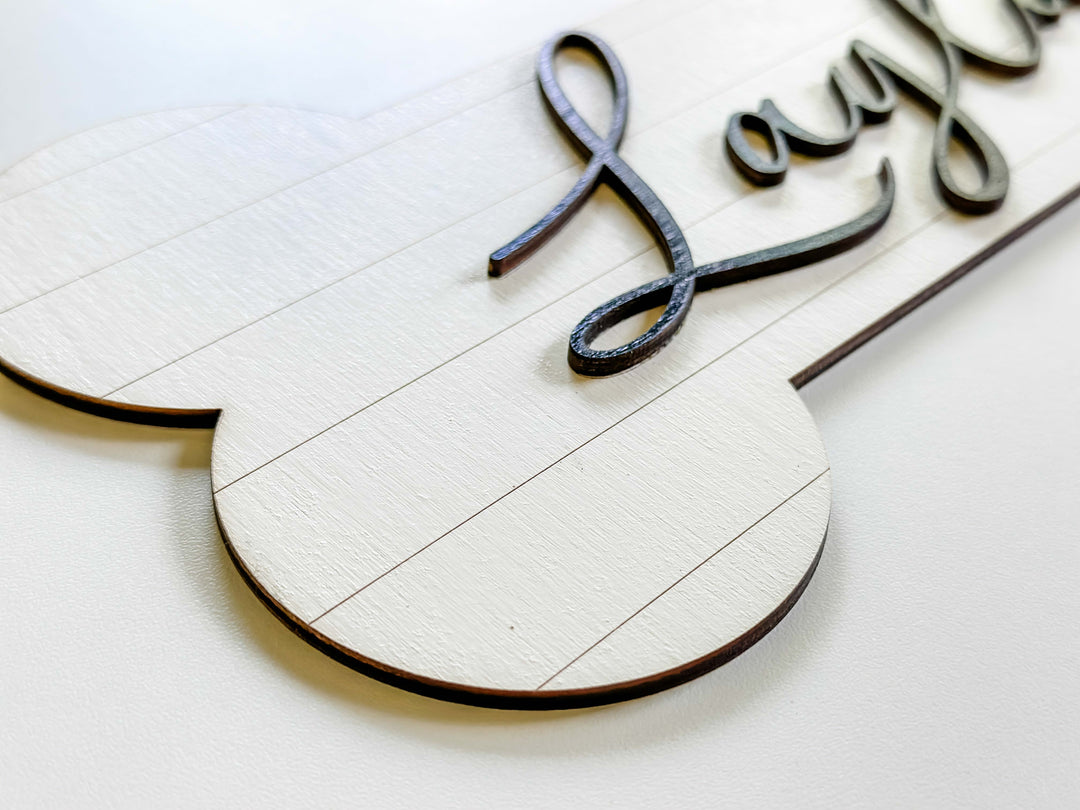 Farmhouse shiplap look dog bone sign 3-d cursive font
