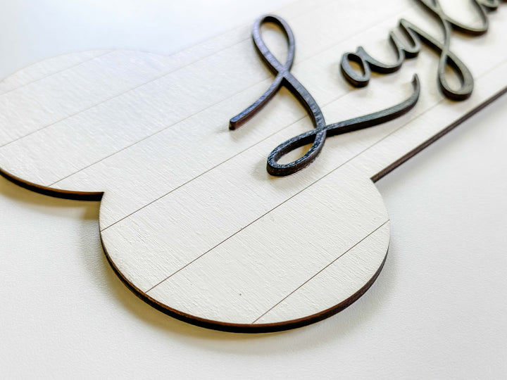 Farmhouse shiplap look dog bone sign 3-d cursive font