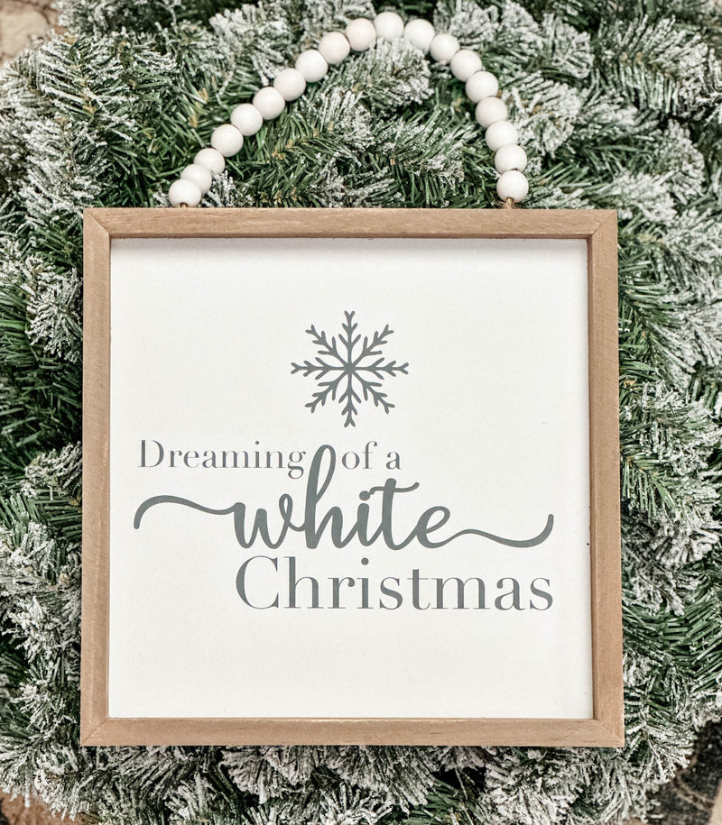 White Christmas beaded sign