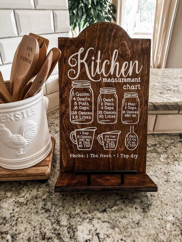 Kitchen conversion chart cookbook holder