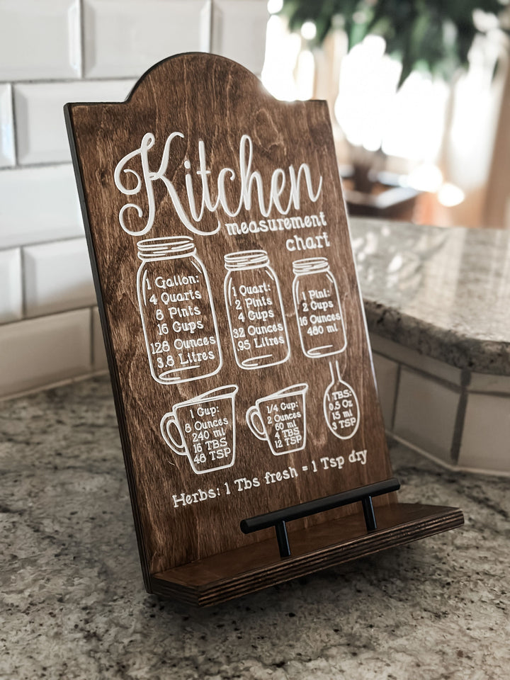 Kitchen conversion chart cookbook holder