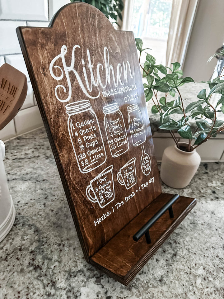 Kitchen conversion chart cookbook holder