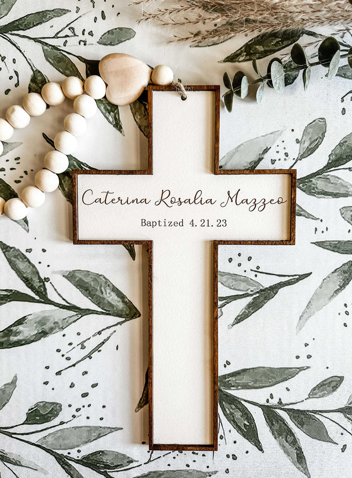 Personalized cross for baptism, christening, child dedications, first communion, etc.