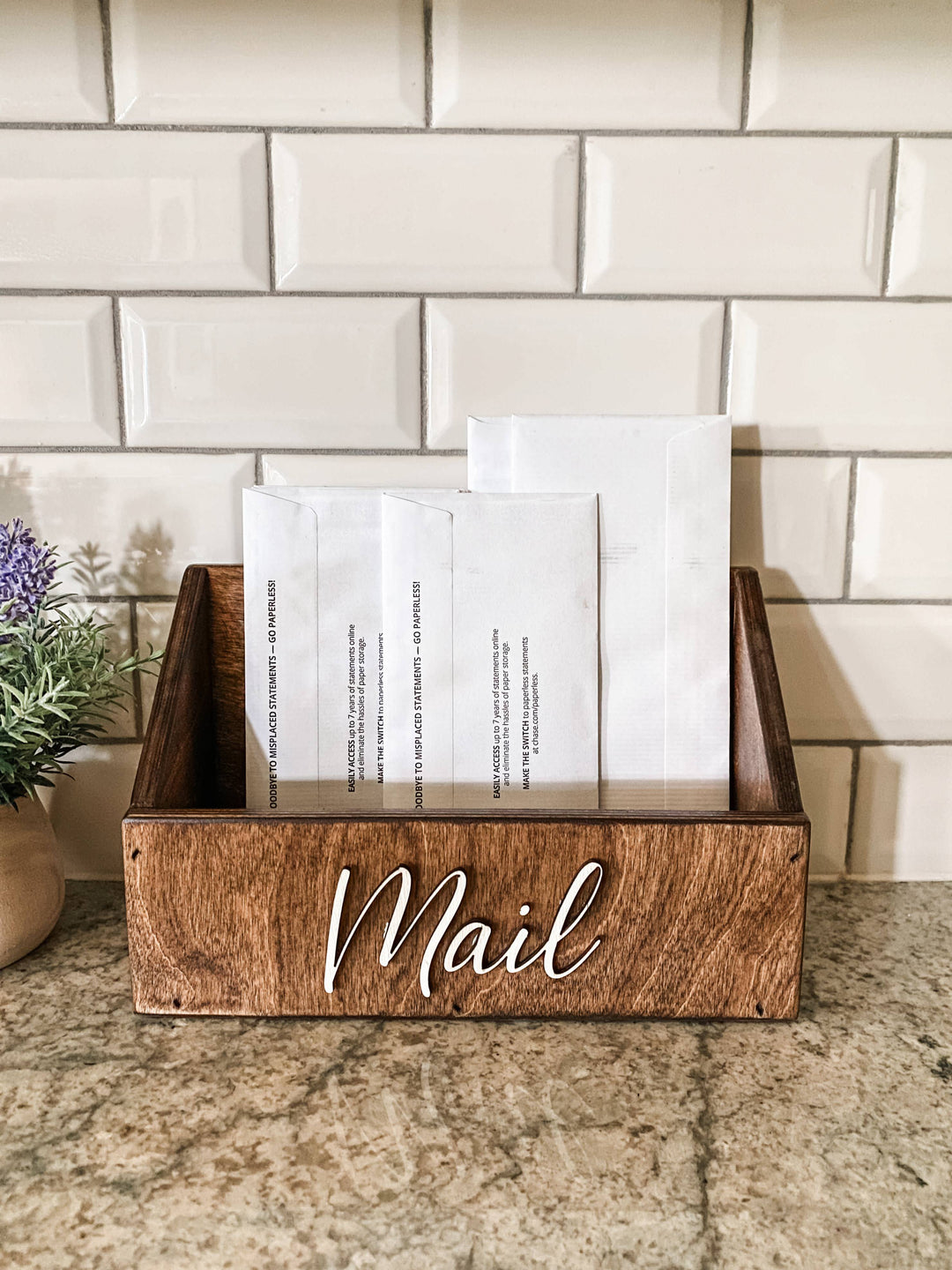 handmade wooden mail caddy