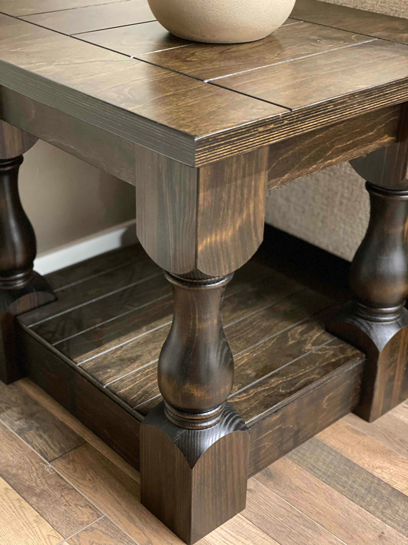 Rustic Baluster Farmhouse End Table Fully Stained