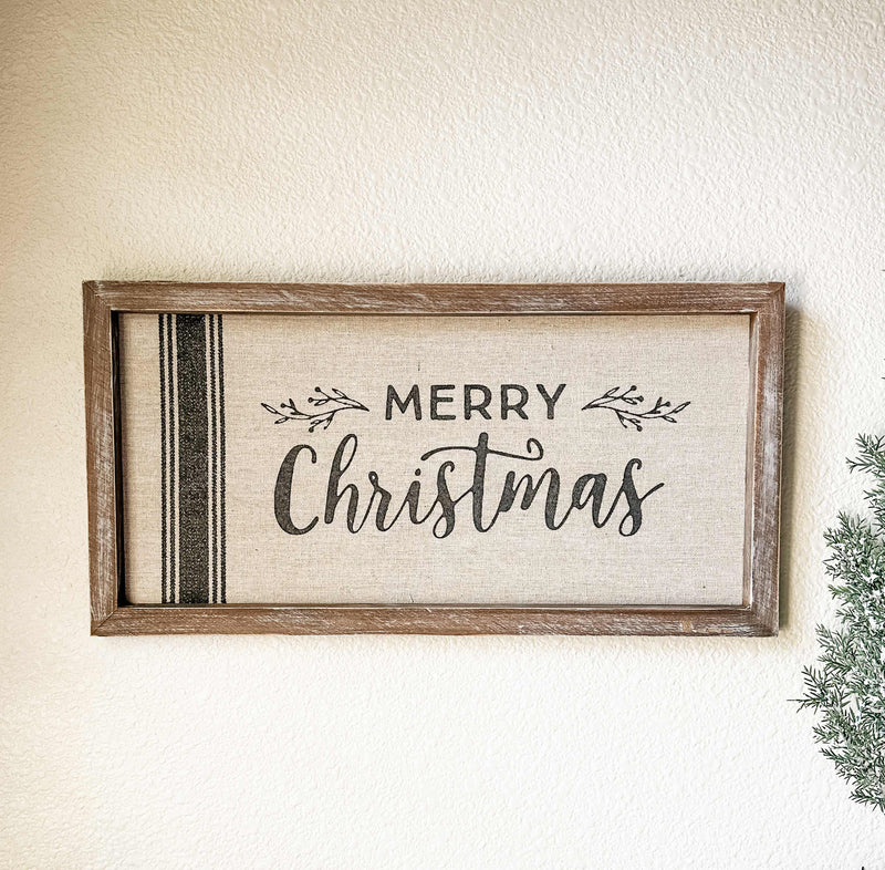 Merry Christmas grain sack sign with farm truck garland set