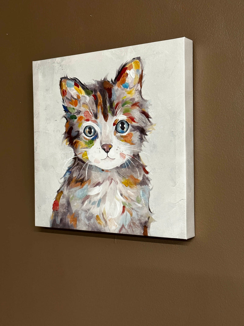 clearance decor multi color cat face canvas