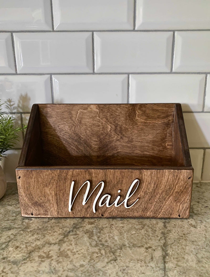 handmade wooden mail caddy