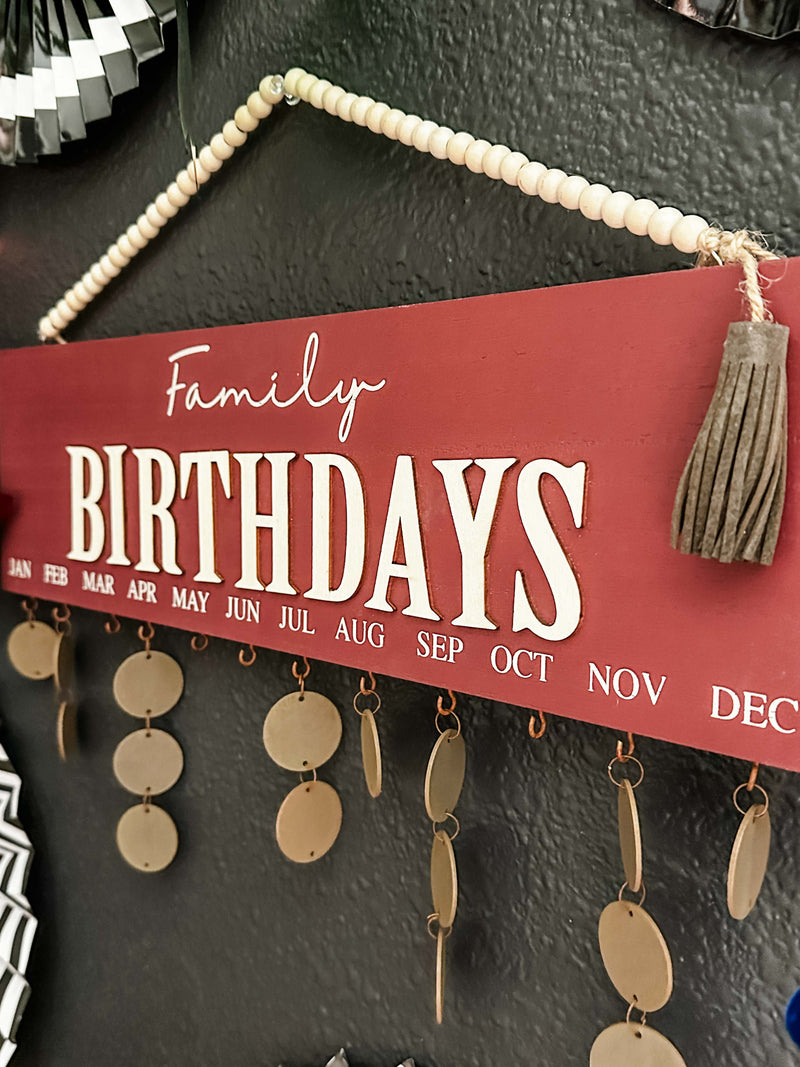 Family Birthday Calendar Sign