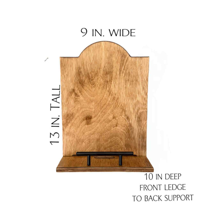 Golden Oak stained cookbook holder with personalization