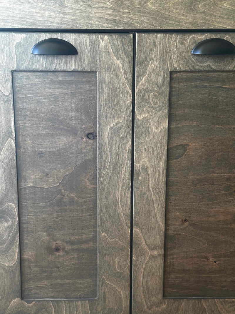 Prescott laundry with a storage drawer in Aged Barrel slim style