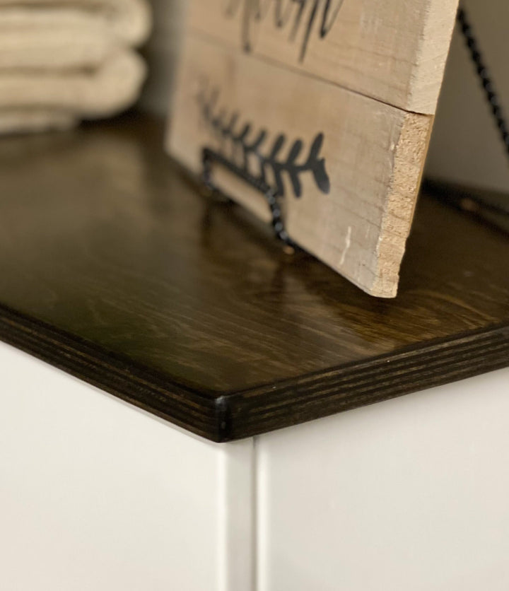 Stained top for tilt out trash or laundry hamper cabinets -add to your order