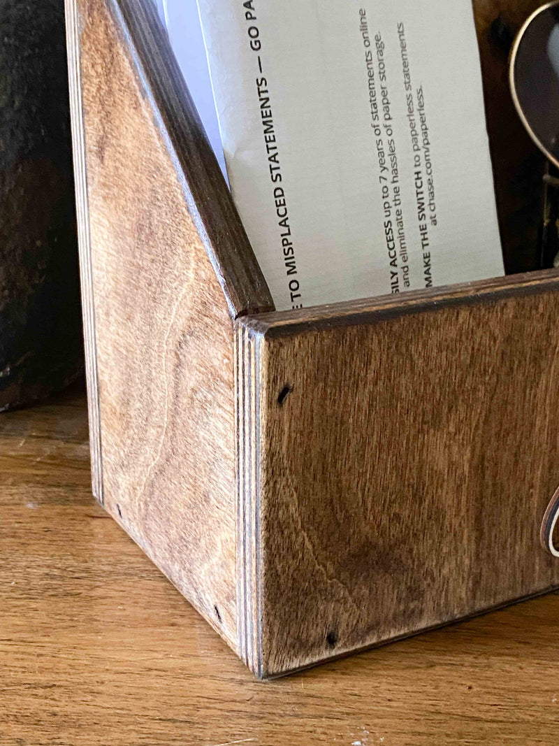 handmade wooden remote "junk" caddy