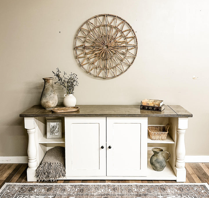 Baluster modern farmhouse console table tv stand