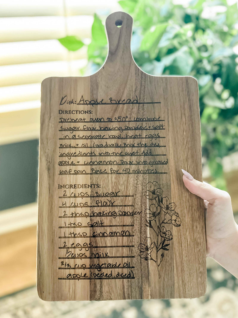 Custom recipe personalized cutting board