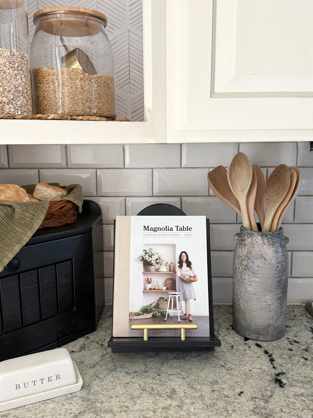 Solid black cookbook holder - personalized