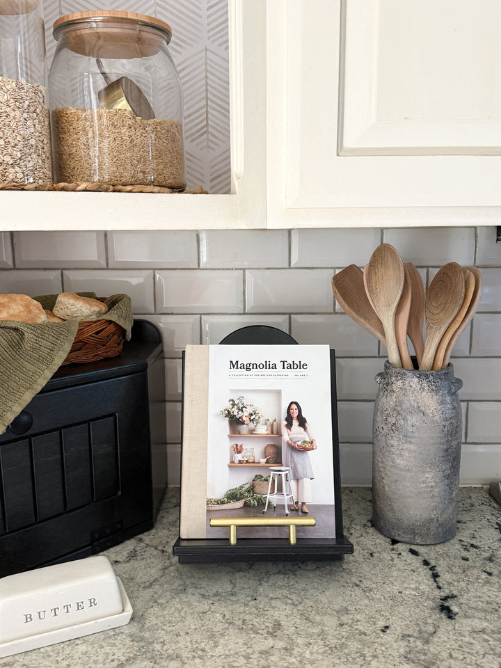 Solid black cookbook holder - personalized