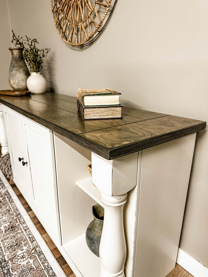Baluster modern farmhouse console table tv stand