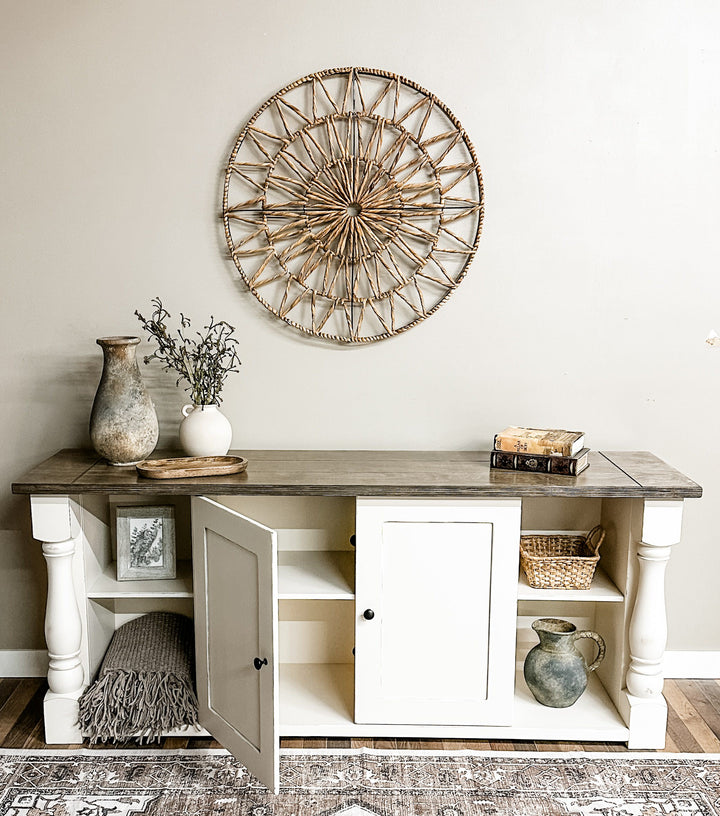 Baluster modern farmhouse console table tv stand