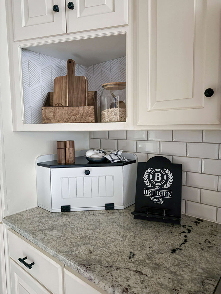 Solid black cookbook holder - personalized