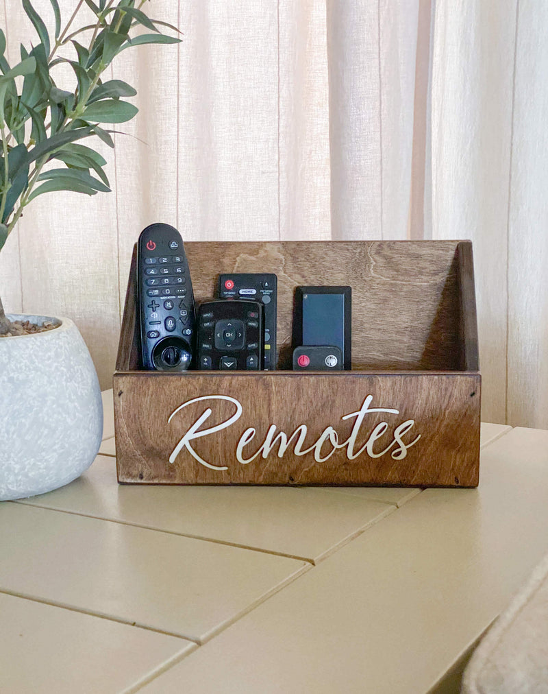 handmade wooden remote caddy