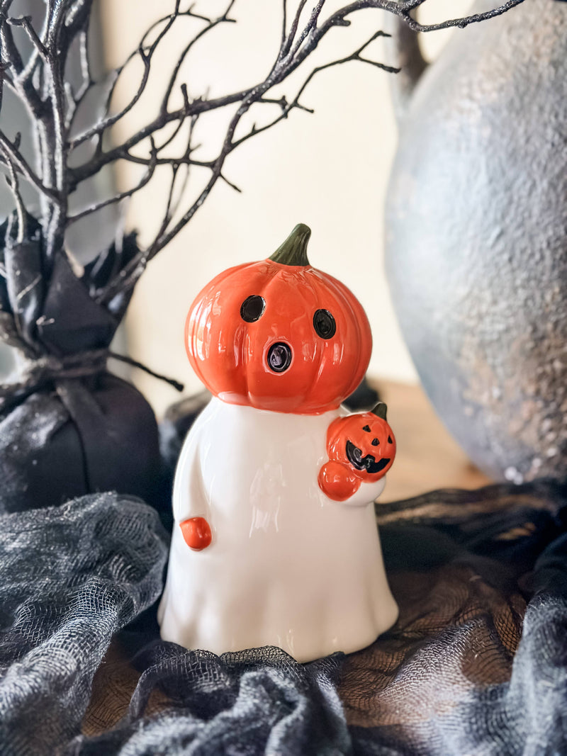 Light up pumpkin ghost figure